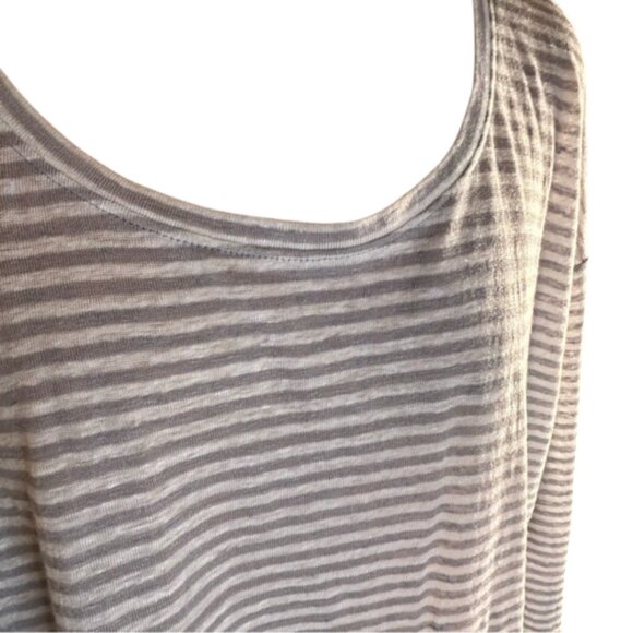 Eileen Fisher 100% Linen Jersey Striped Scoop Neck Box Top Size Med NWT - Picture 3 of 11